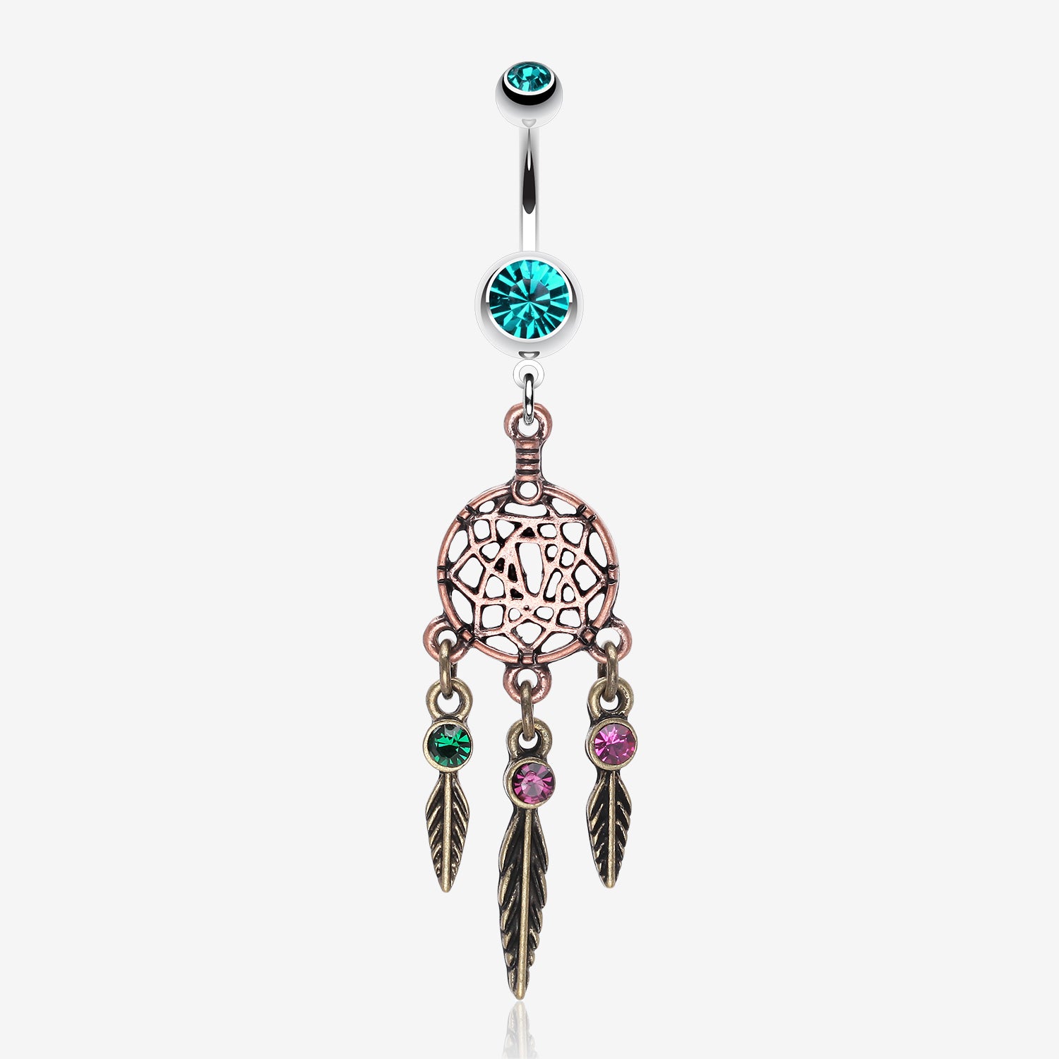 Majestic Elegance Dream Catcher Belly Ring-Teal