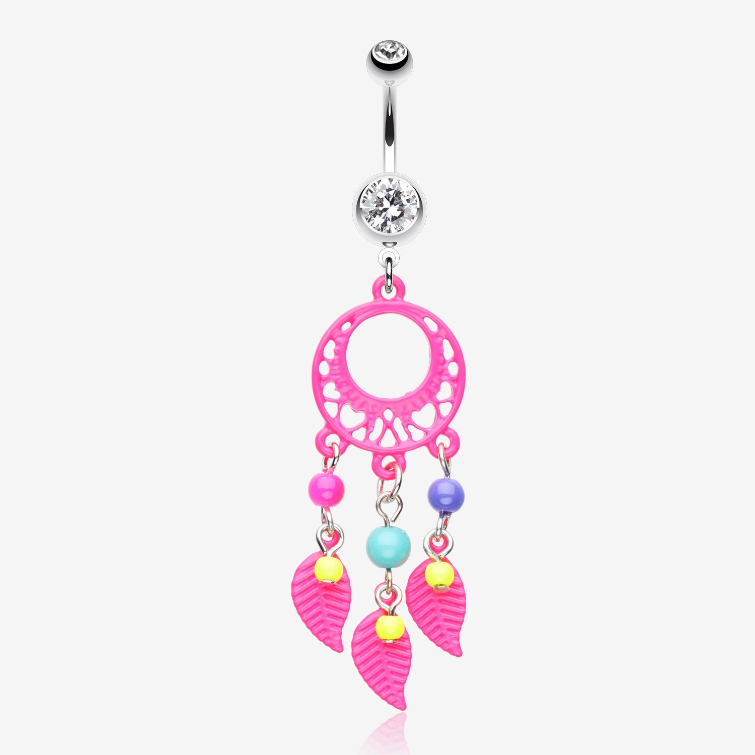 Enchanted Loop Dream Catcher Belly Ring-Pink