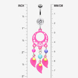 Detail View 1 of Enchanted Loop Dream Catcher Belly Ring-Pink