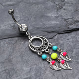Detail View 2 of Vintage Enchanted Dream Catchers Belly Button Ring-Retro Yellow