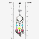 Detail View 1 of Vintage Enchanted Dream Catchers Belly Button Ring-Retro Yellow