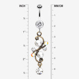 Detail View 1 of Vintage Pearl Journey Belly Button Ring-Clear Gem