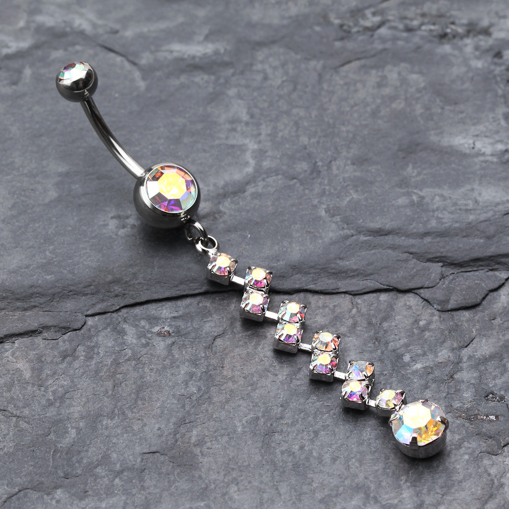 Detail View 2 of Journey Tier Sparkle Belly Ring-Aurora Borealis