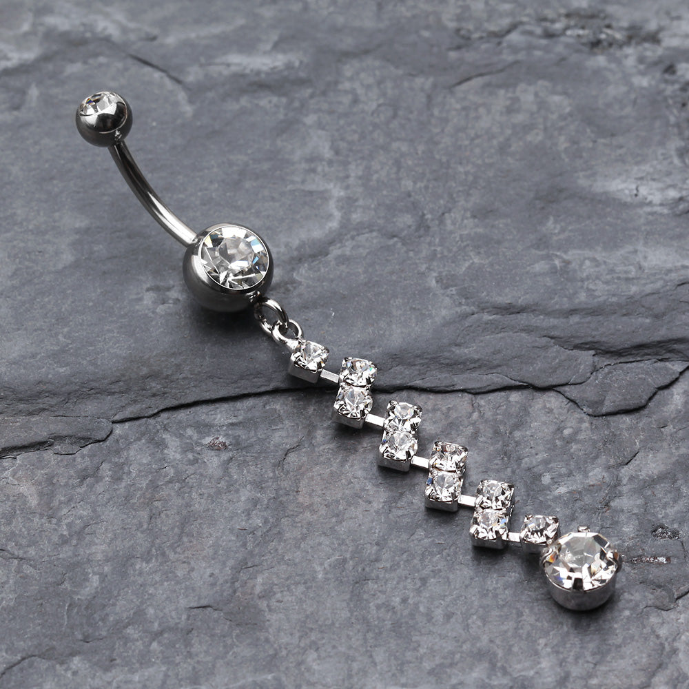 Detail View 2 of Journey Tier Sparkle Belly Ring-Clear Gem
