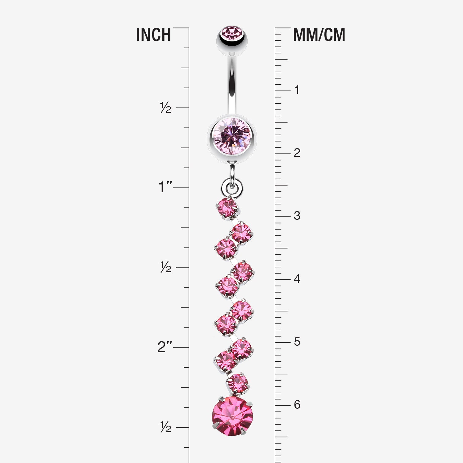 Detail View 1 of Journey Tier Sparkle Belly Ring-Light Pink