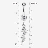 Detail View 1 of Lightning Bolt Radiance Belly Button Ring-Clear Gem