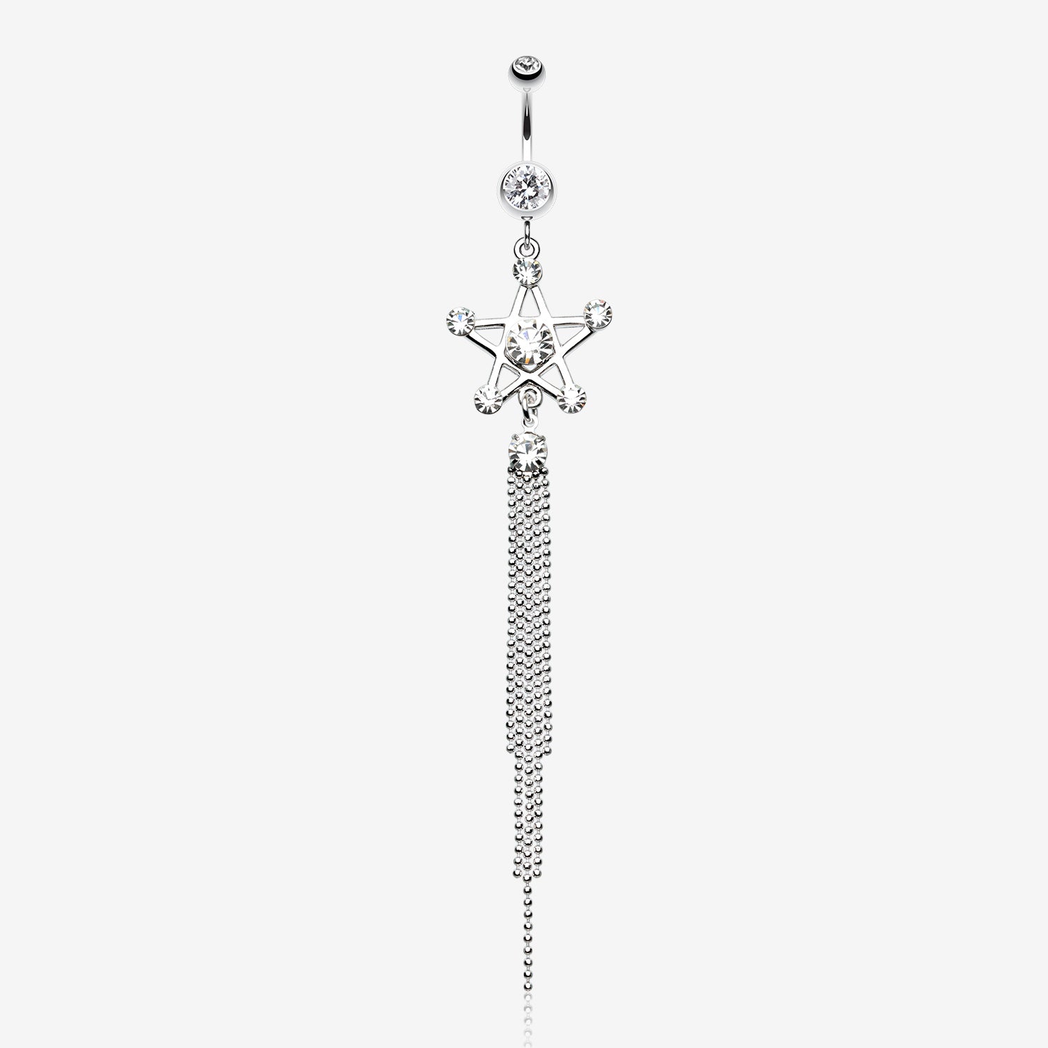 Bright Points Star Belly Button Ring-Clear Gem