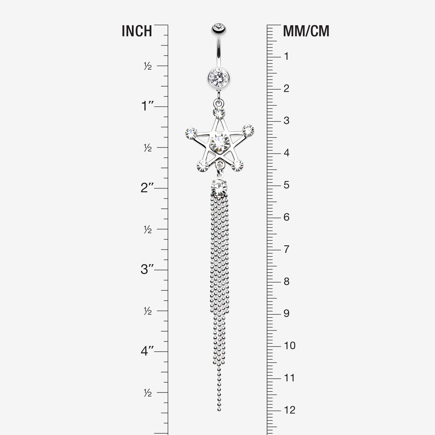 Detail View 1 of Bright Points Star Belly Button Ring-Clear Gem