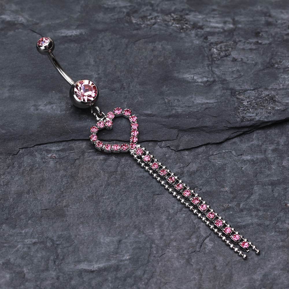 Detail View 2 of Luxuriant Heart Belly Button Ring-Light Pink
