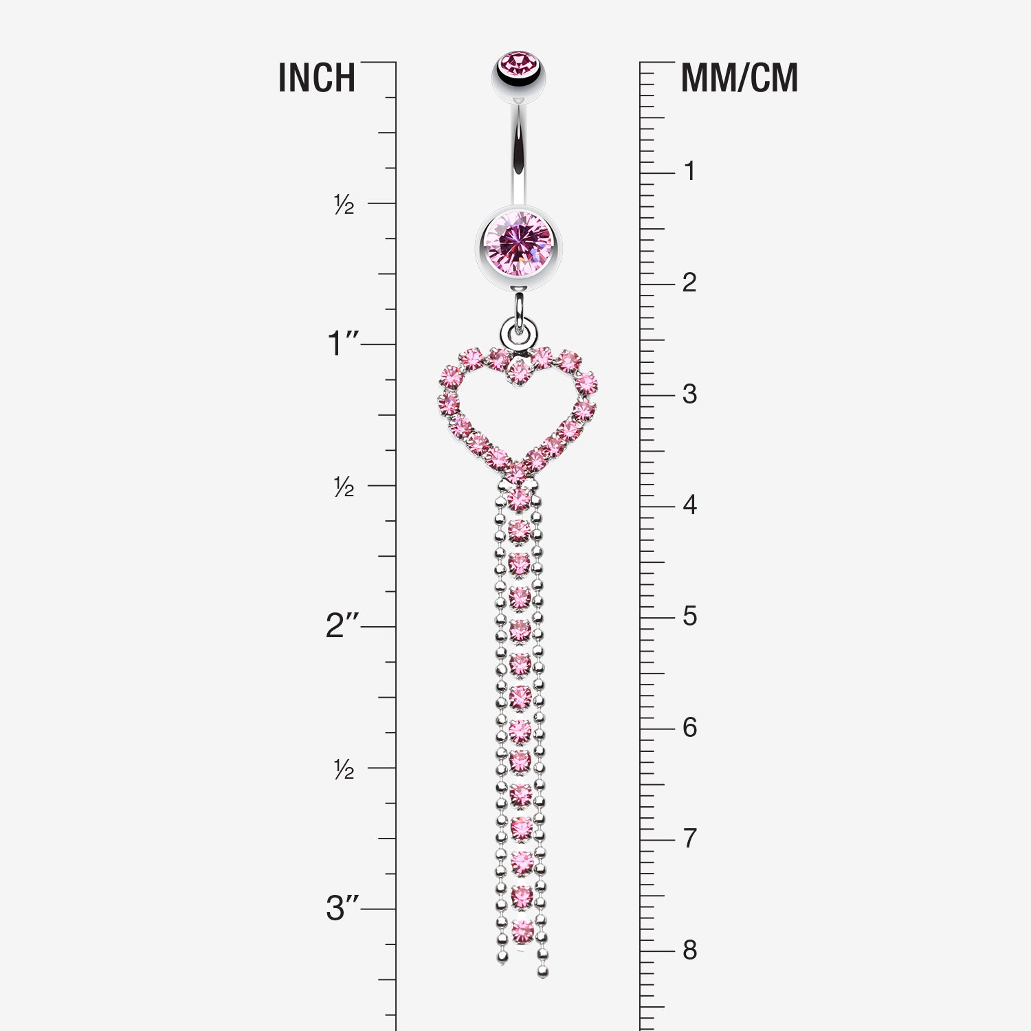 Detail View 1 of Luxuriant Heart Belly Button Ring-Light Pink