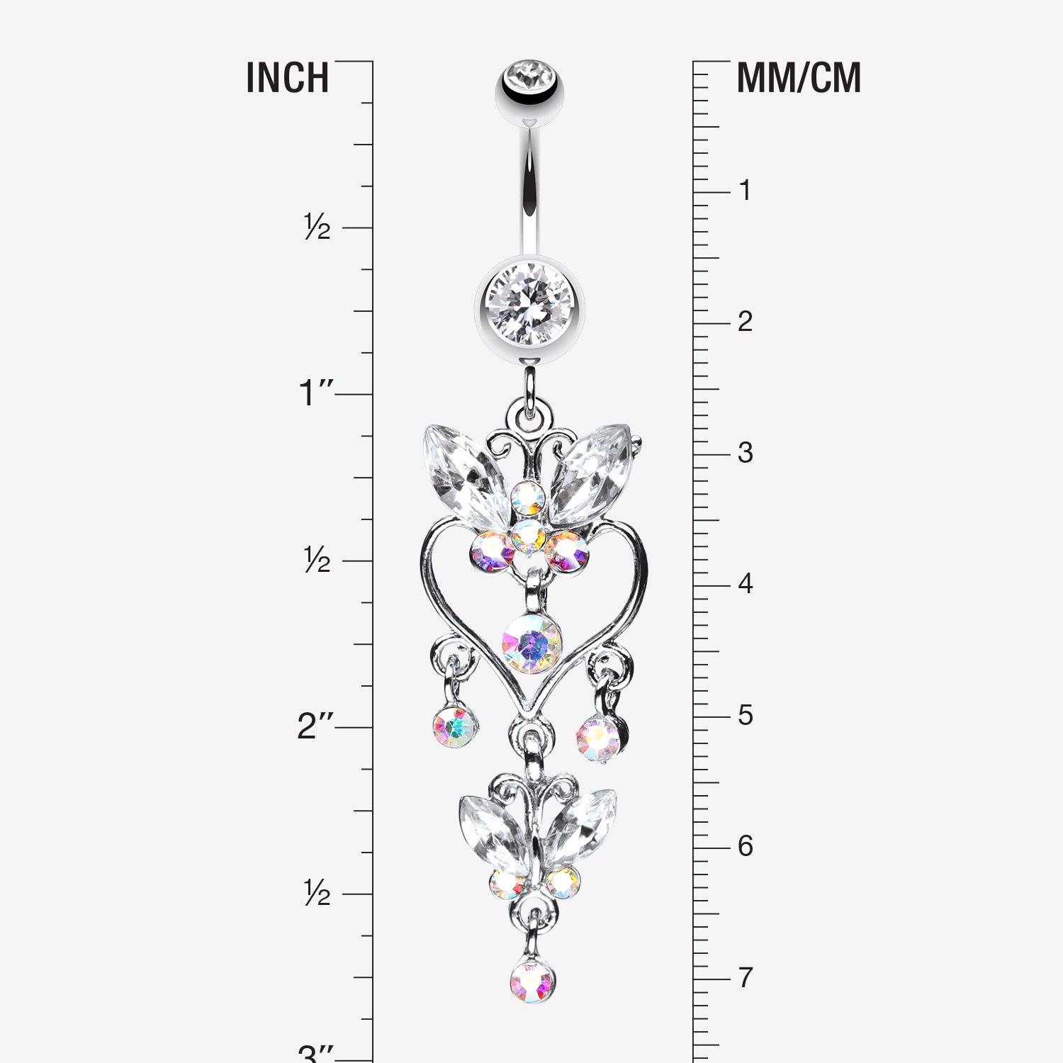 Detail View 1 of Butterfly Extravagance Belly Button Ring-Clear Gem
