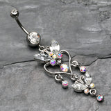 Detail View 2 of Butterfly Extravagance Belly Button Ring-Clear Gem
