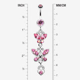 Detail View 1 of Jeweled Butterflies Belly Button Rings-Light Pink