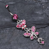 Detail View 2 of Jeweled Butterflies Belly Button Rings-Light Pink