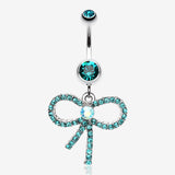 Sparkling Ribbon Dangle Belly Ring