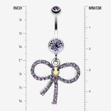 Detail View 1 of Sparkling Ribbon Dangle Belly Ring-Tanzanite