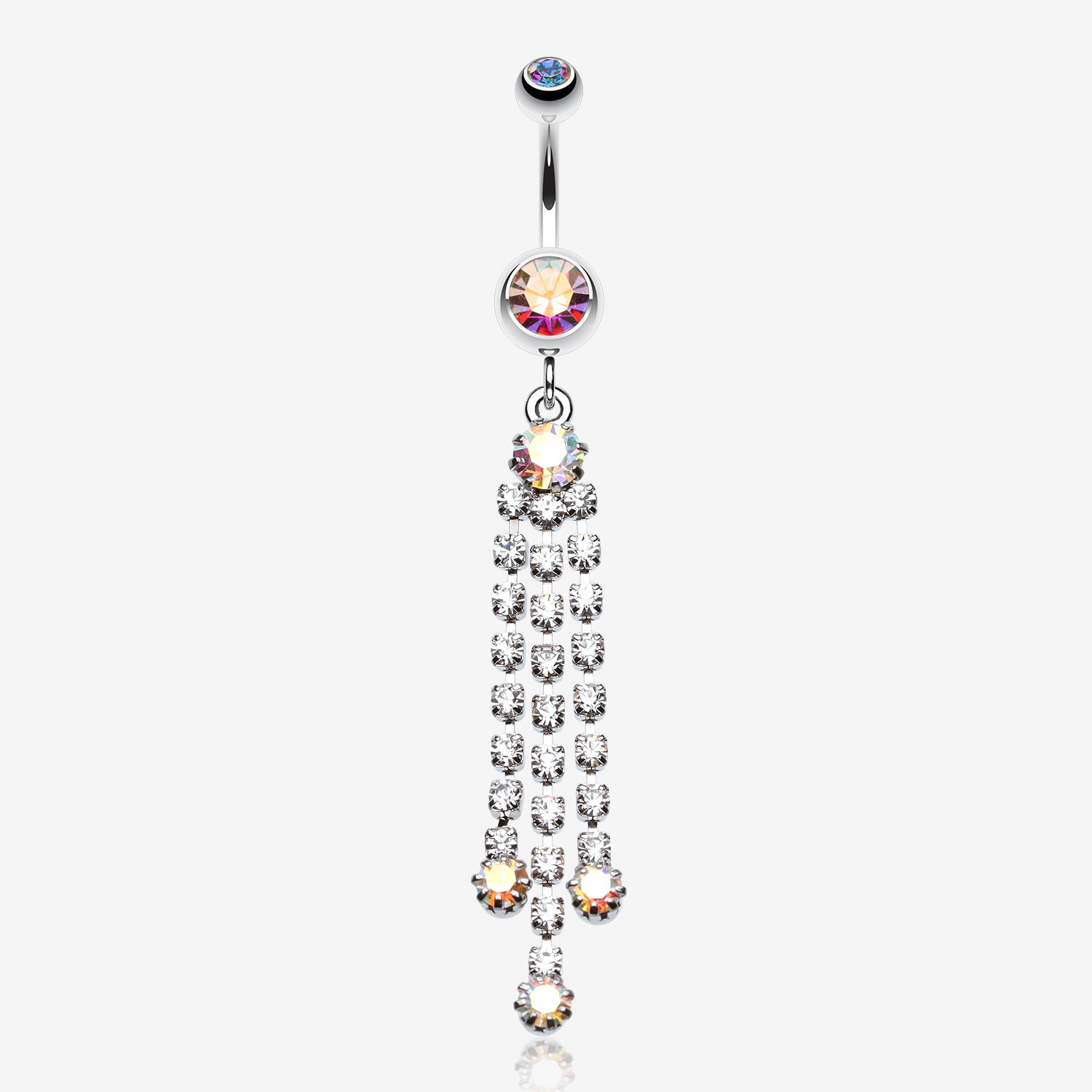 Cascading Sparkle Belly Button Ring-Aurora Borealis