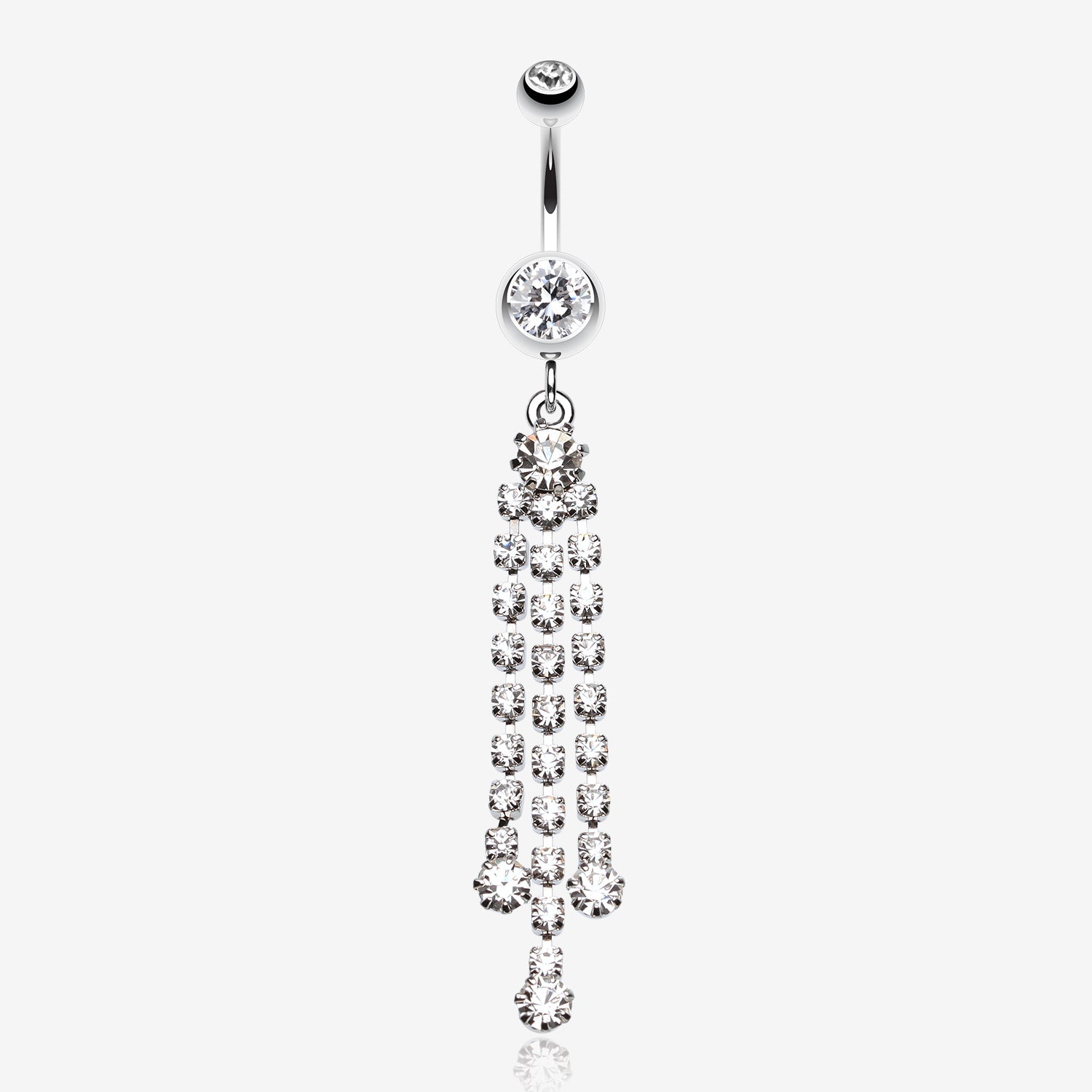 Cascading Sparkle Belly Button Ring-Clear Gem