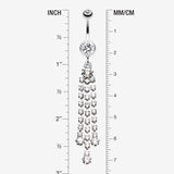 Detail View 1 of Cascading Sparkle Belly Button Ring-Clear Gem