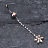 Detail View 2 of Flower Journey Gem Sparkle Belly Ring-Aurora Borealis