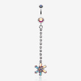 Flower Journey Gem Sparkle Belly Ring-Aurora Borealis