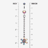 Detail View 1 of Flower Journey Gem Sparkle Belly Ring-Aurora Borealis