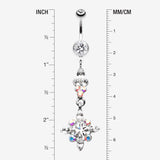 Detail View 1 of Dangling Shine Drops Belly Button Ring-Clear Gem