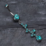 Detail View 2 of Sparkle Drops Belly Button Ring-Teal