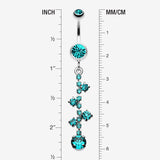 Detail View 1 of Sparkle Drops Belly Button Ring-Teal
