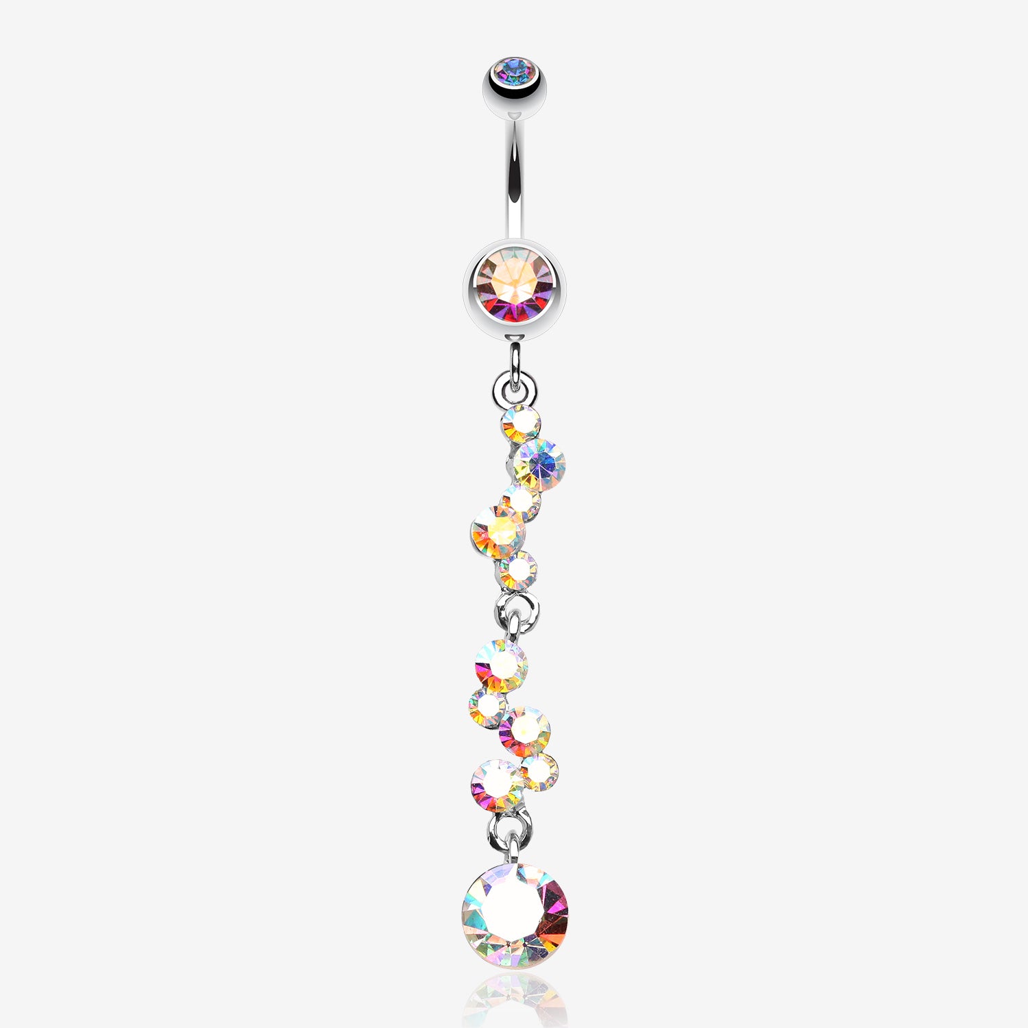 Crystal Journey Swirl Belly Ring-Aurora Borealis