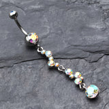 Detail View 2 of Crystal Journey Swirl Belly Ring-Aurora Borealis