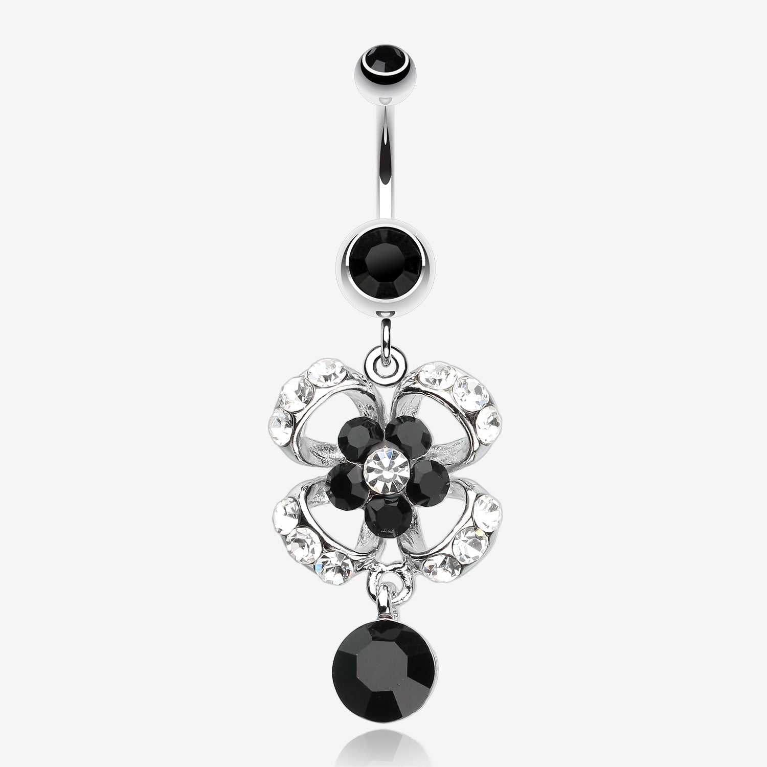 Flower Aura Belly Button Ring-Black