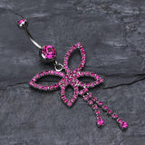 Detail View 2 of Classic Butterfly Sparkle Belly Ring-Fuchsia