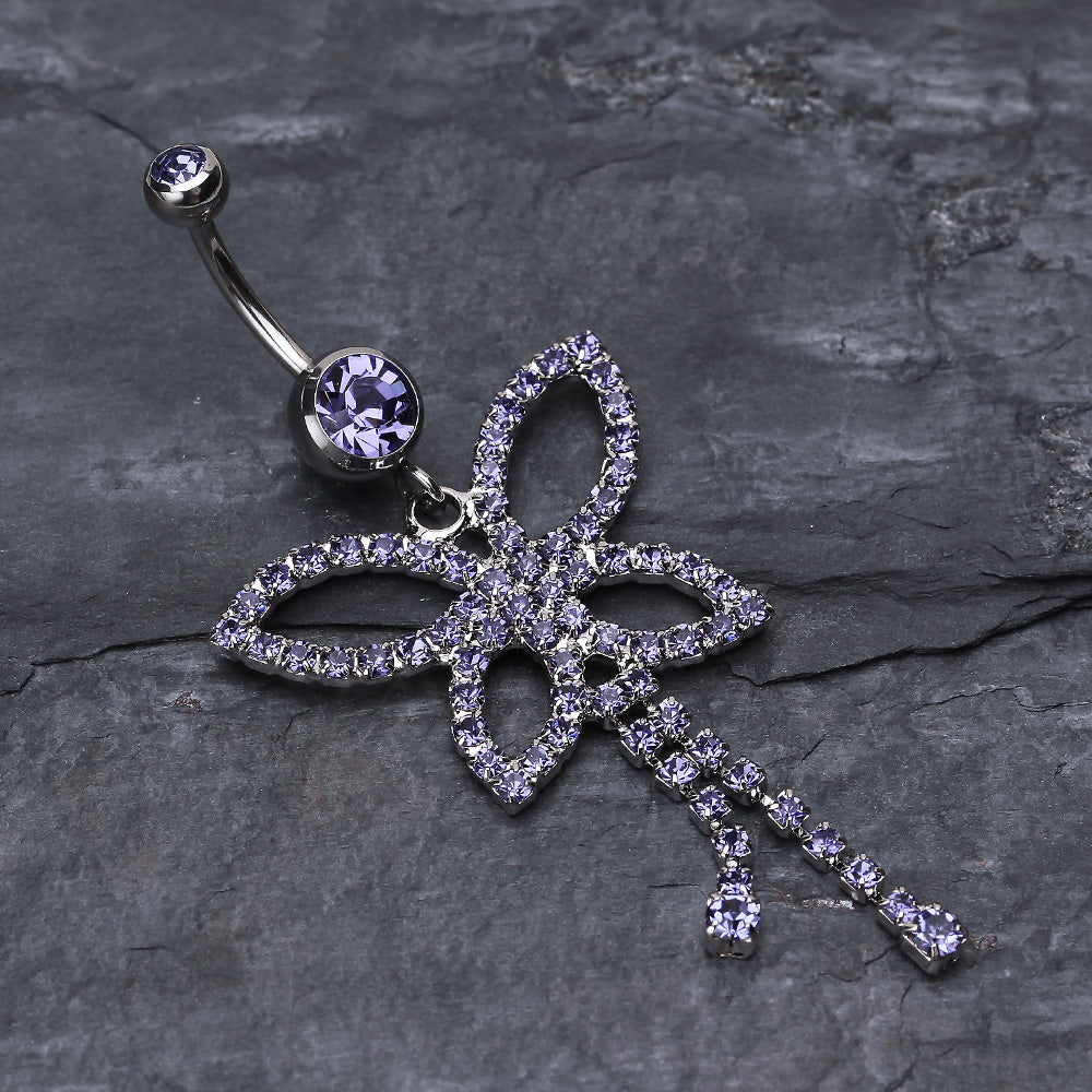 Detail View 2 of Classic Butterfly Sparkle Belly Ring-Tanzanite