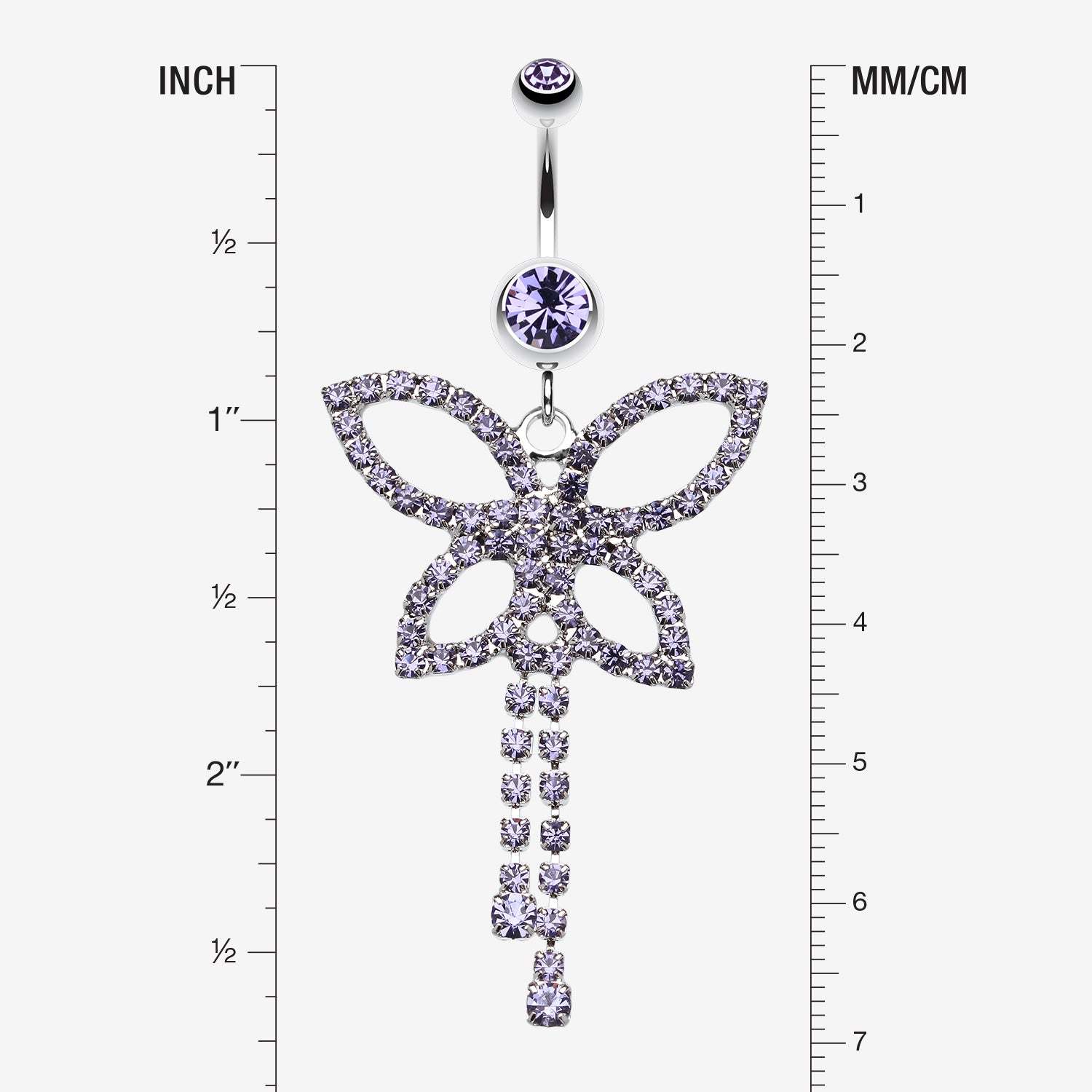 Detail View 1 of Classic Butterfly Sparkle Belly Ring-Tanzanite