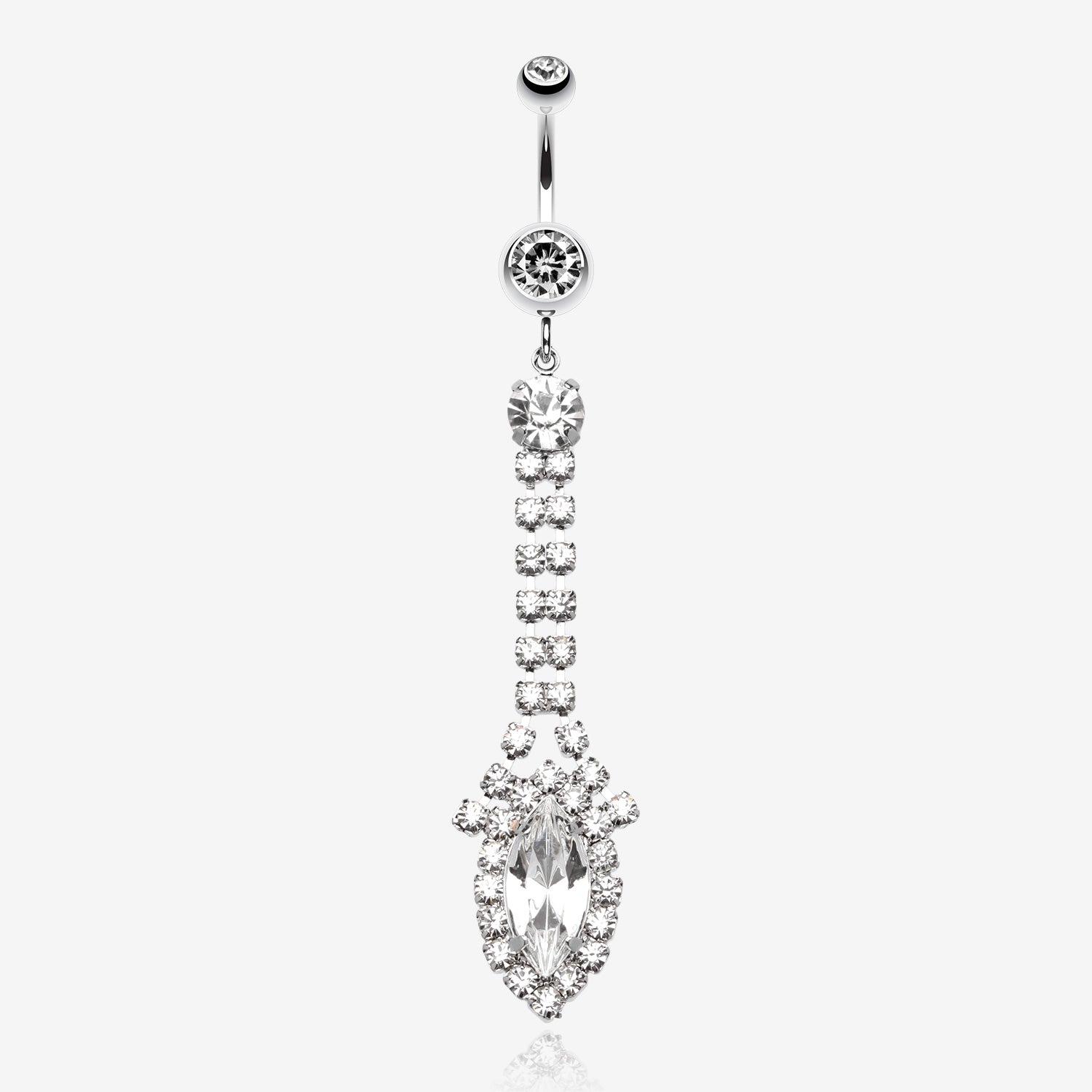 Marquise Chandelier Belly Ring-Clear Gem