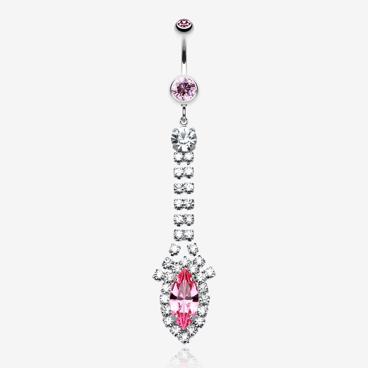 Marquise Chandelier Belly Ring-Light Pink/Clear