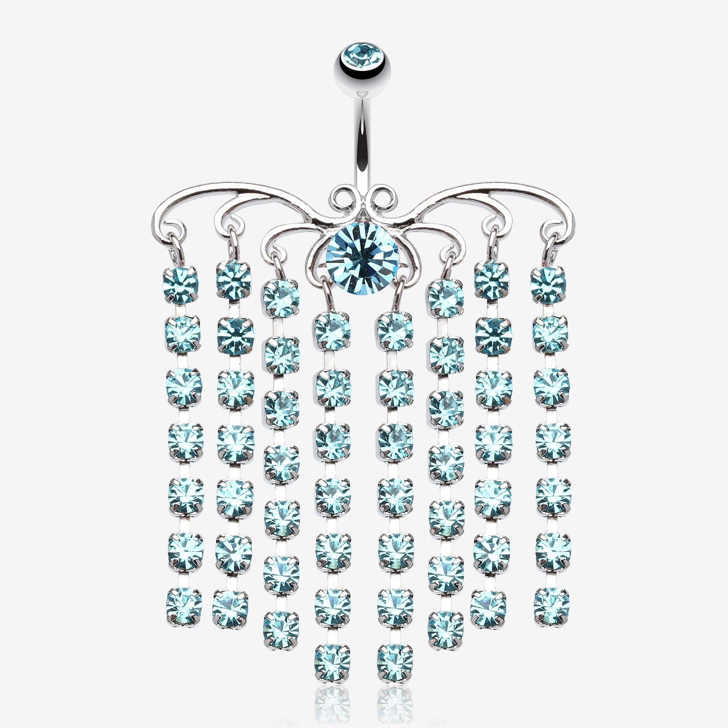 Sparkling Curtain Chandelier Belly Ring-Aqua