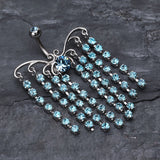 Detail View 2 of Sparkling Curtain Chandelier Belly Ring-Aqua