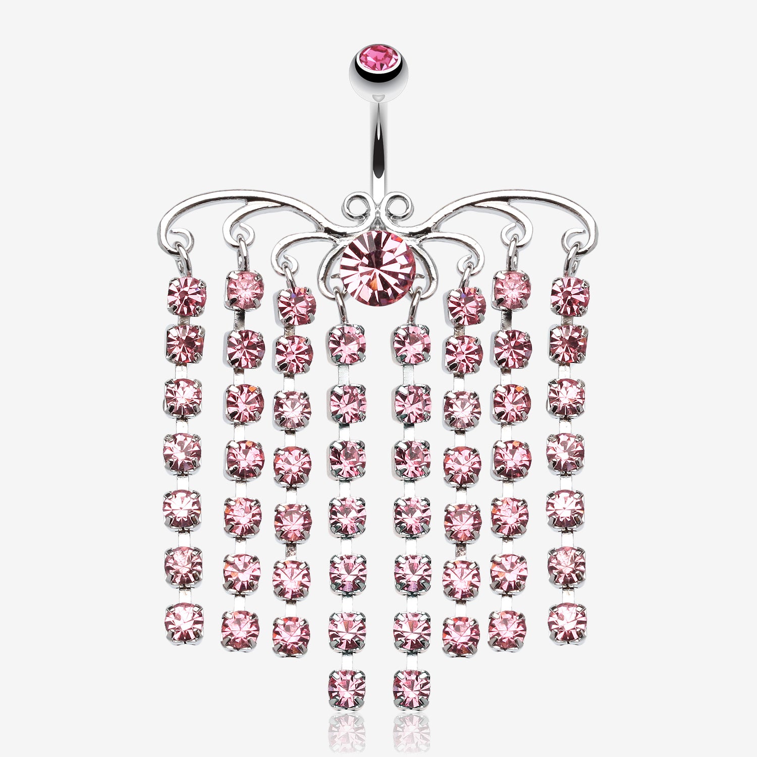 Sparkling Curtain Chandelier Belly Ring-Light Pink
