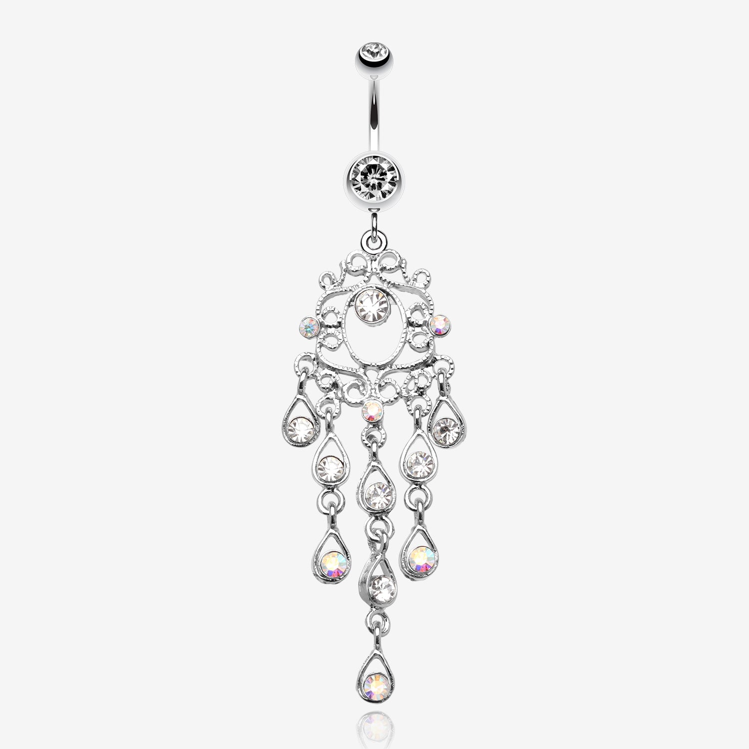 Classic Chandelier Sparkle Belly Ring-Clear Gem