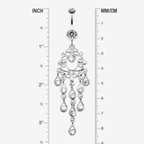 Detail View 1 of Classic Chandelier Sparkle Belly Ring-Clear Gem