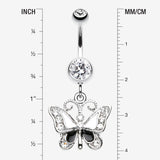 Detail View 1 of Butterfly Delight Belly Button Ring-Clear Gem