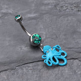 Detail View 2 of Evil Octopus Belly Button Ring-Teal