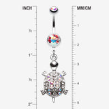 Detail View 1 of Turtle Dazzle Belly Button Ring-Aurora Borealis