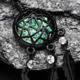 Detail View 3 of Blackline Opal Dreamcatcher Feather Belly Button Ring-Clear Gem/Black