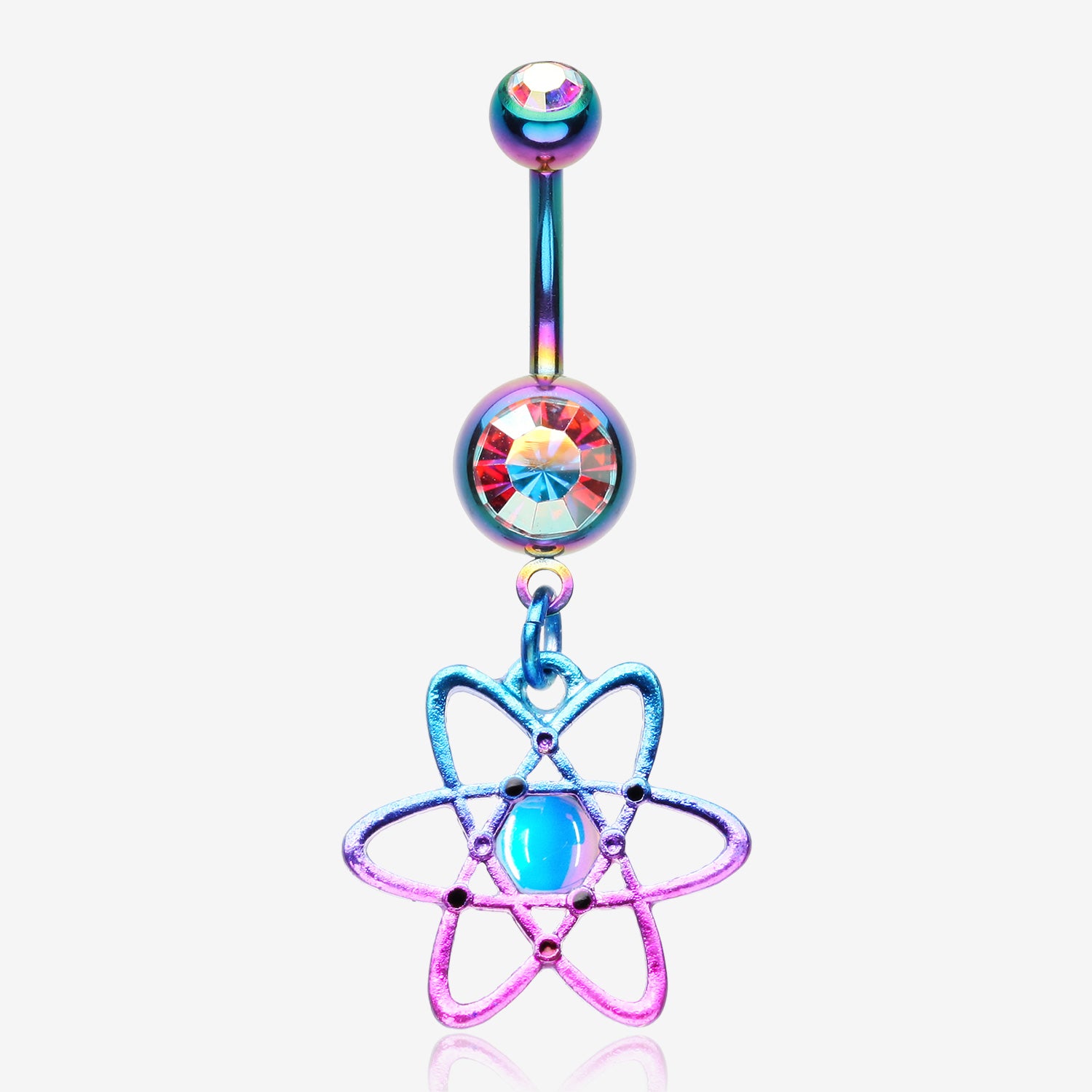 Colorline Atomic Orbital Iridescent Sparkle Belly Button Ring-Rainbow/Aurora Borealis