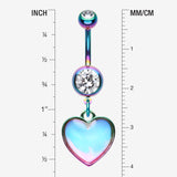 Detail View 1 of Colorline Iridescent Revo Heart Belly Button Ring-Rainbow/Clear