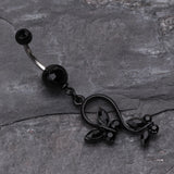 Detail View 2 of Blackline Butterfly Gem Loop Belly Ring-Black