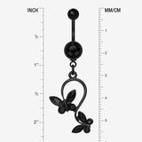 Detail View 1 of Blackline Butterfly Gem Loop Belly Ring-Black